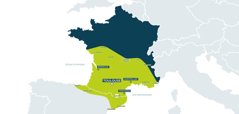 Carte territoire d'intervention de l'agence Toponymy